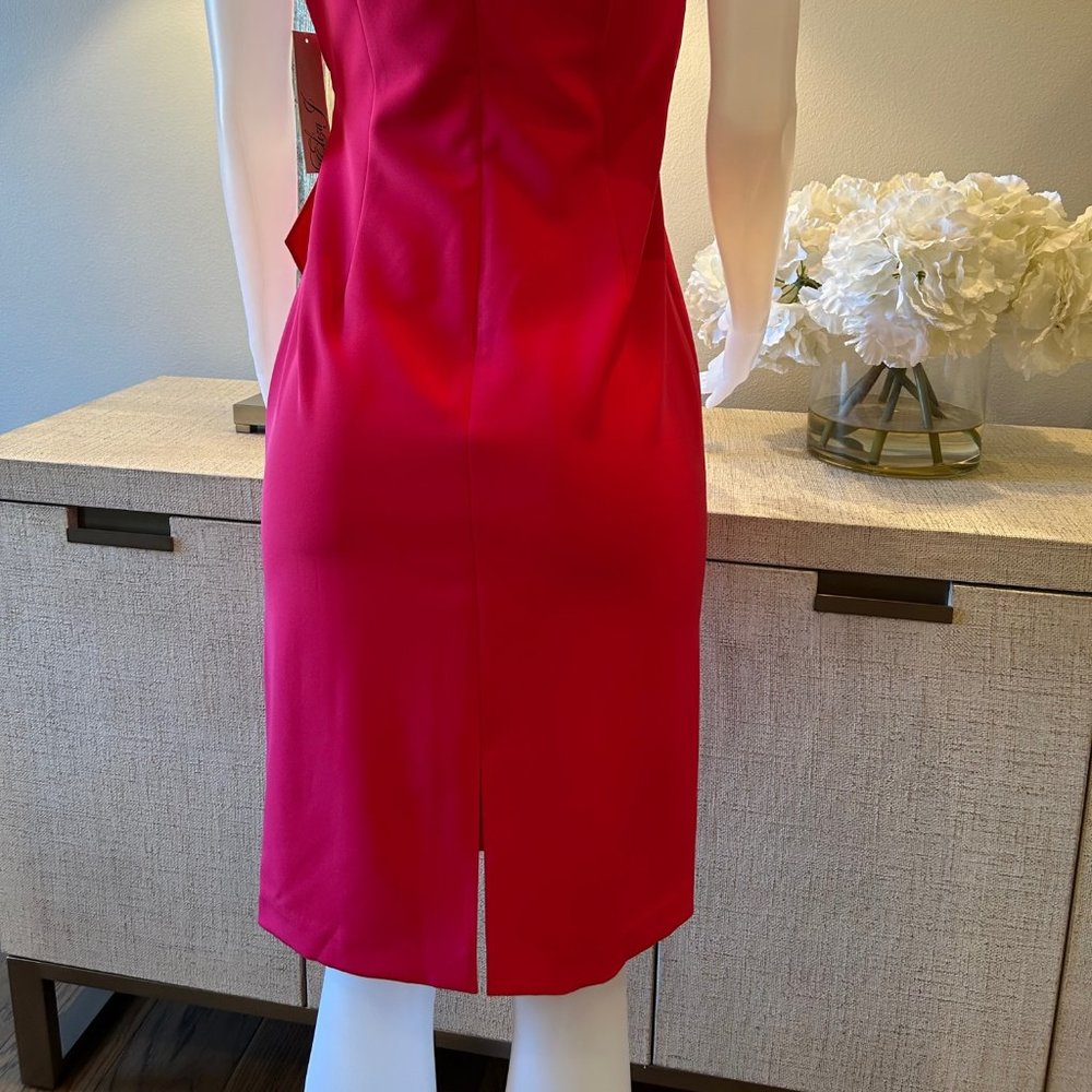 Eliza J Cap Sleeve Drape Crepe Sheath Dress - Picture 6 of 8